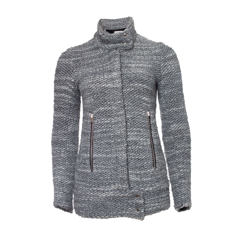 Iro Knitted Wool Biker Jacket In Grey
